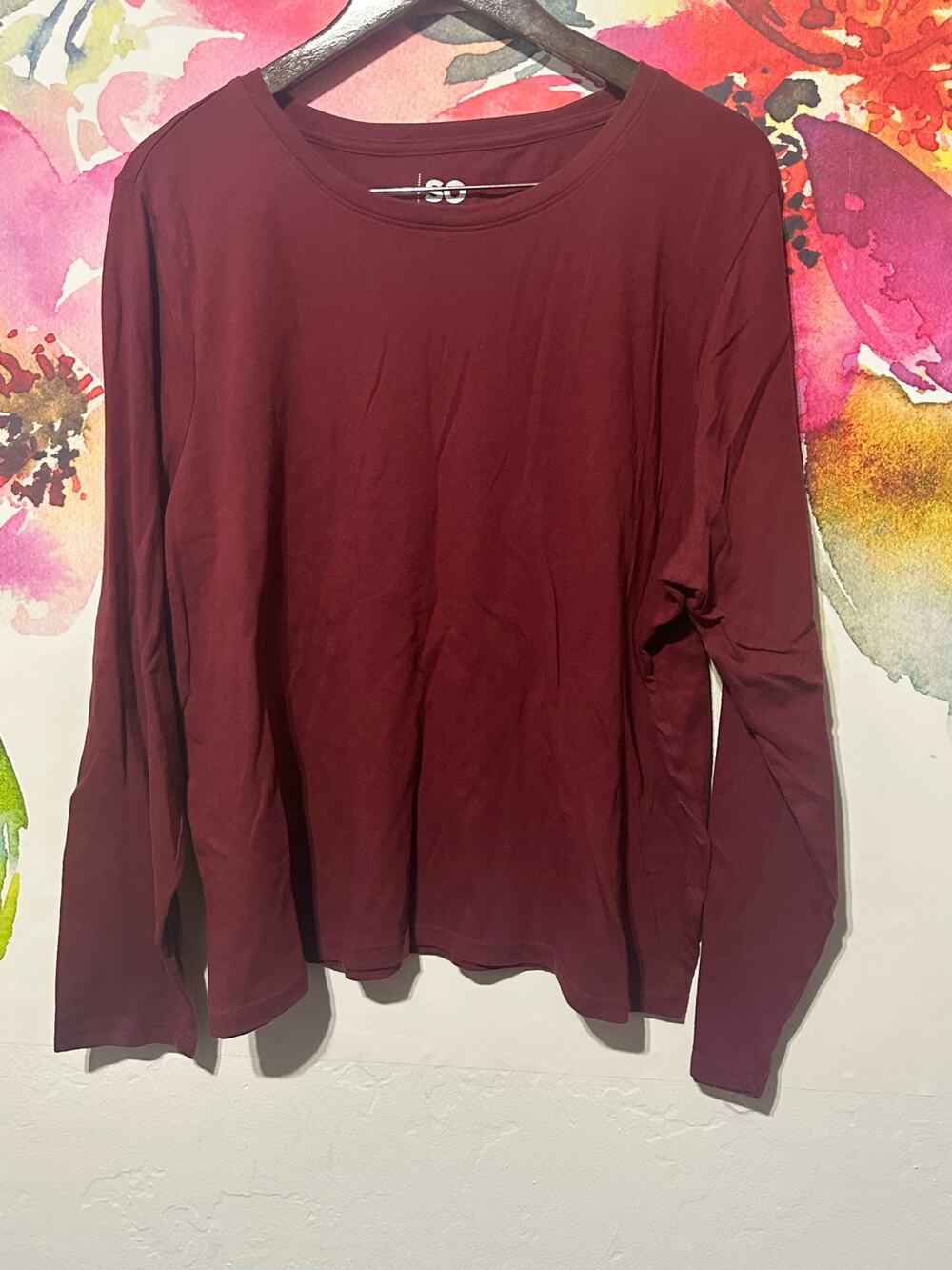 Women’s Sonoma Goods For Life Long Sleeve Crew Neck Size 2X Color Burgundy